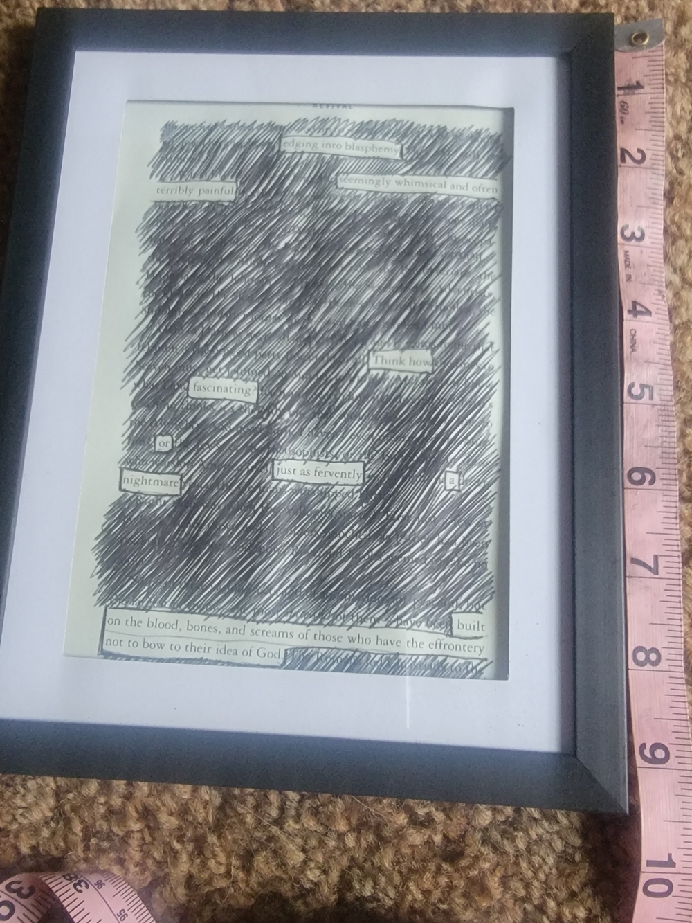Stephen King Blackout Poetry Framed Page Art - Home Art